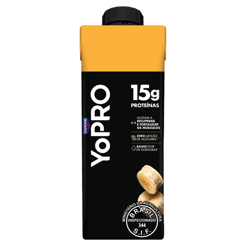 Bebida Láctea Shake Banana Zero Lactose Yopro - 250ml