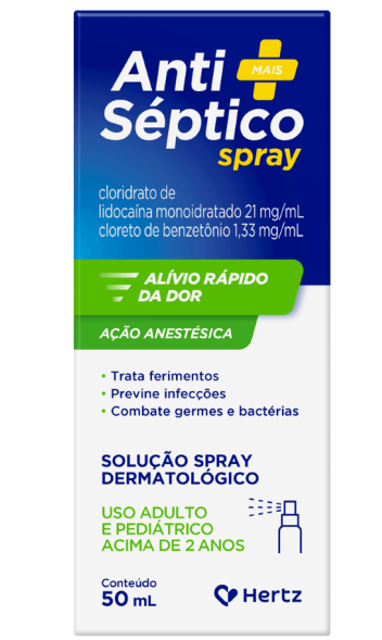 Antisséptico Hertz com Anestésico Solução Spray - 50ml