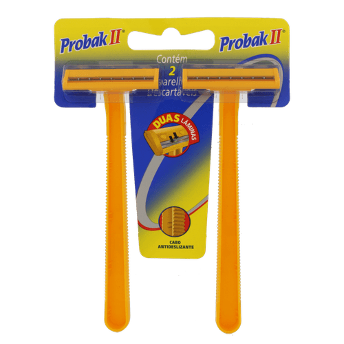 Aparelho de Barbear Descartável Probak II 2 Unidades 2 Lâminas Cromo e Platina Gillette