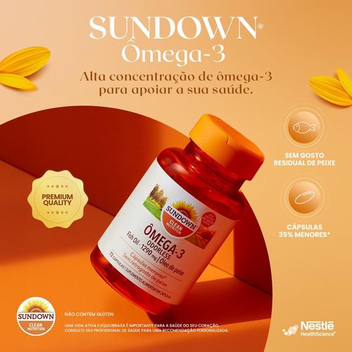 Suplemento Alimentar Sundown Ômega 3 Odorless - 72 Cápsulas