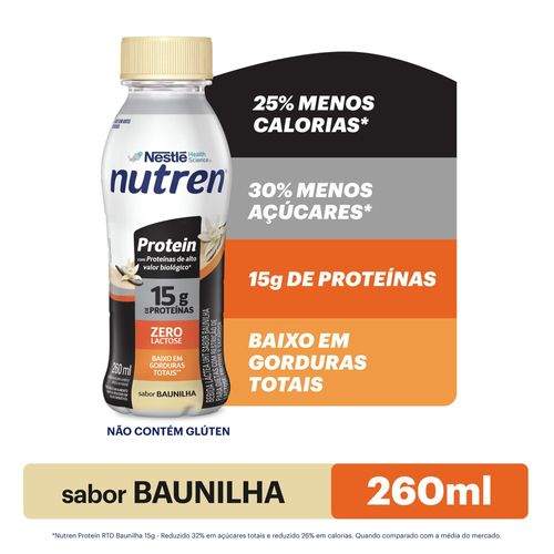 Bebida Láctea Nutren Protein 15g de proteínas Baunilha - 260ml