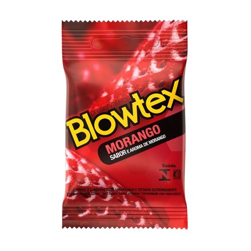 Preservativo Lubrificado 3 Unidades Morango Blowtex