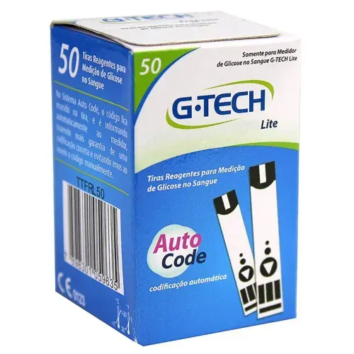 Tiras G-Tech Free Lite Reagentes para Medição de Glicose - 50 Unidades
