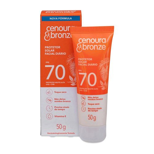 Protetor Solar Facial Cenoura e Bronze FPS 70-50g