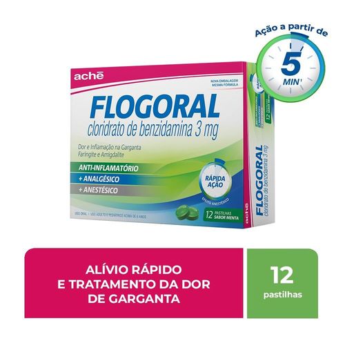 Pastilha Flogoral Menta - 12 Unidades