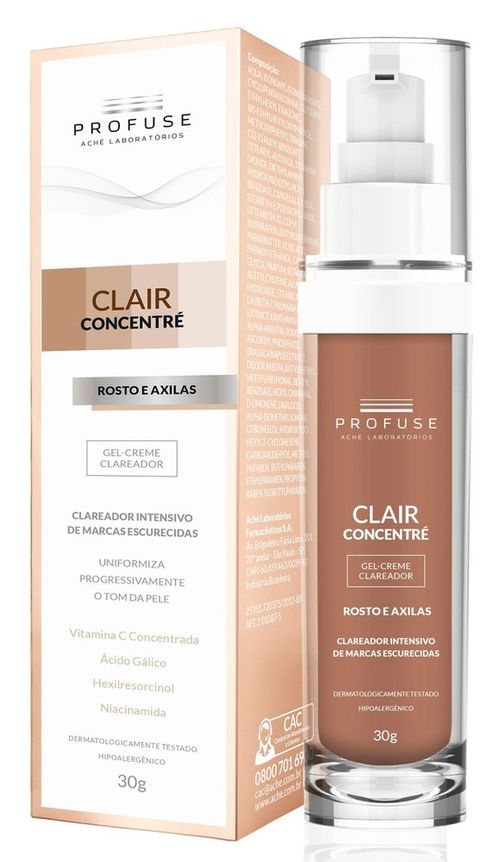 Clareador Intensivo Clair Concentré 30g Profuse - Gel-Creme Vitamina C Rosto e Axilas