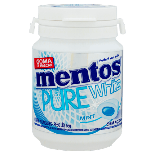 Goma De Mascar Mentos Pure Fresh Wht Garrafa 56G - Mentos