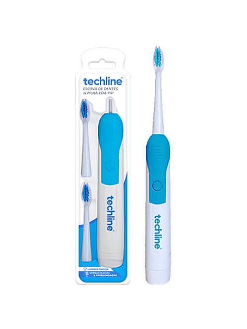 Escova Dental Elétrica EDA-01 Techline Com Refil Extra Azul