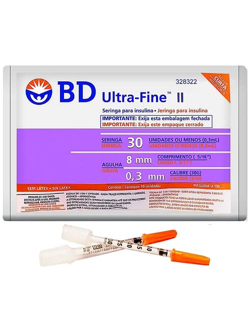 Seringa BD para Insulina 0,3mL com Agulha 8x0,3mm 30G - 10 unidades