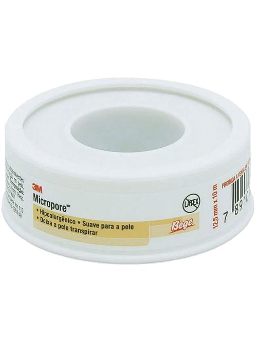 Fita Médica Microporosa Micropore 3M - Bege - 12.5mm x 10m