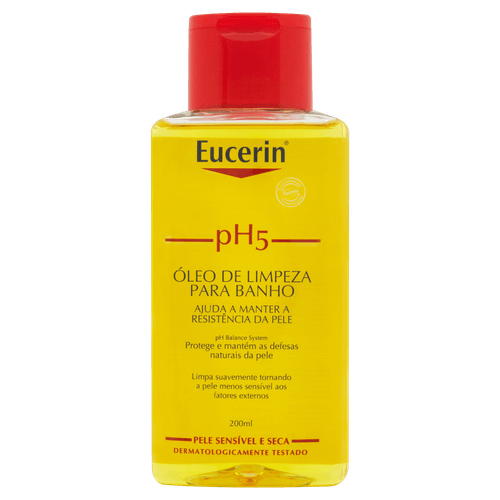 EUCERIN Óleo de Limpeza Corporal pH5 200ml, Banho, Óleos Naturais, Sabonete Líquido, Dexpantenol