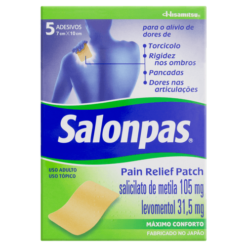 Salonpas Pain Relief Patch Adesivo Analgésico e Anti-inflamatório - 5 Unidades