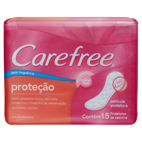 absorvente Carefree Protetor Diário Neutralize Sem Perfume Sem Abas C/ 15 unidades