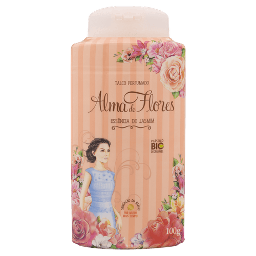 Talco Perfumado Essência de Jasmim 100g Alma de Flores