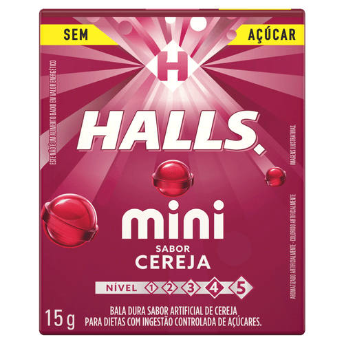 Bala Drops Halls Mini Cereja 01Un 15G - Halls