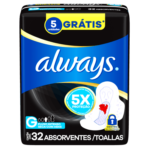 absorvente Always Proteção Total Seca Noturno Com Abas Lv32 Pg26 - Always
