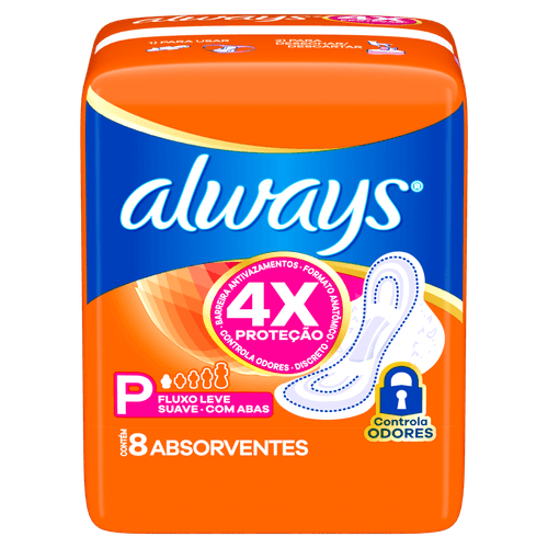 absorvente Always Super Proteção Suave com abas C/ 8 Unidades