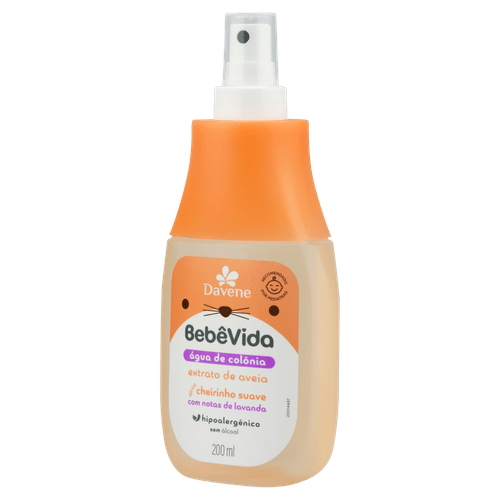Água de Colônia Extrato de Aveia com Notas de Lavanda Davene Bebê Vida Frasco 200ml Spray