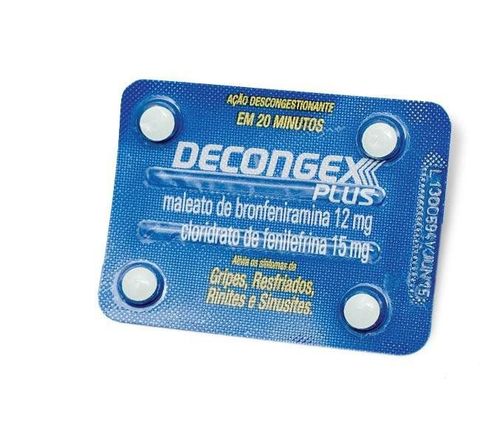 Decongex Plus Maleato de Bronfeniramina 12mg + Cloridrato Fenillefrina 15mg - 4 Comprimidos