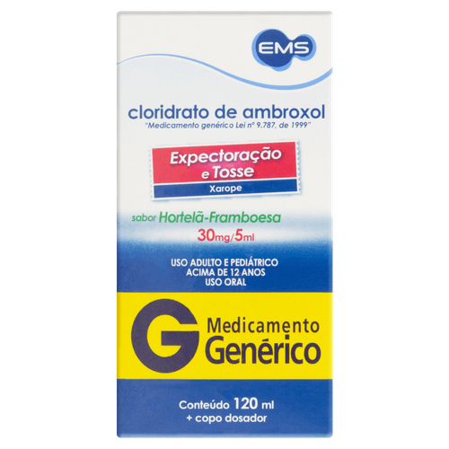 Cloridrato de Ambroxol  30mg/5ml - Xarope adulto - Genérico EMS - 120ml