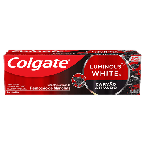 Creme Dental Carvão Ativado Dazzling Mint Colgate Luminous White Caixa 70g