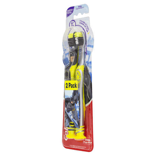Escova Dental Infantil Colgate Smiles 6+ 2un Batman Mulher-Maravilha - Cerdas Extra Suaves