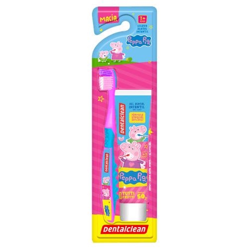 Escova Dental Clean + Gel Dental Peppa 50G - Dentalclean