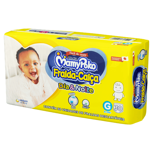 Mamypoko Fralda-Calça G Dia & Noite 30un Cintura Elástica 2x Proteção Dupla 12h
