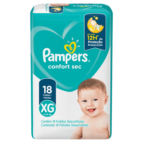 Pampers Fralda XG Noturna 12h Superabsorvente Antivazamento Confort Sec 18un