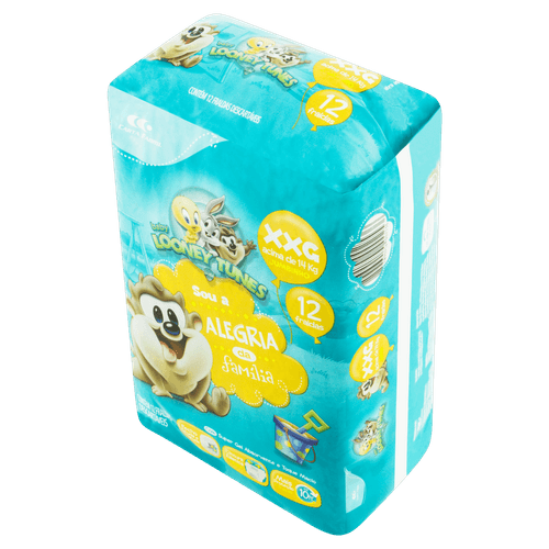 FRALDA LOOPING LOONEY TUNES JUMBO XXG - 12unid