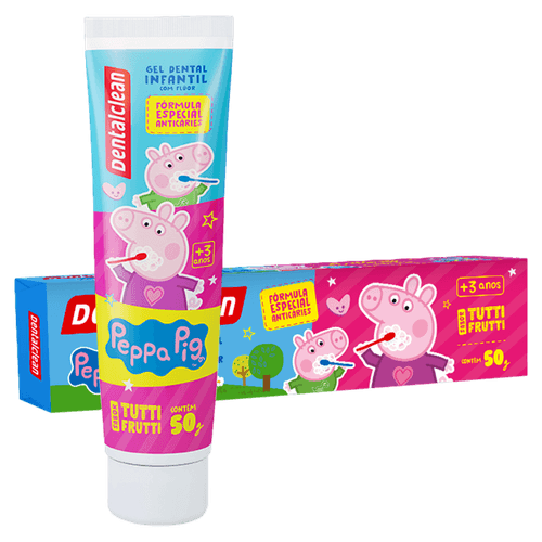 Gel Dental Infantil com Flúor Tutti Frutti Peppa Pig Dentalclean Caixa 50g