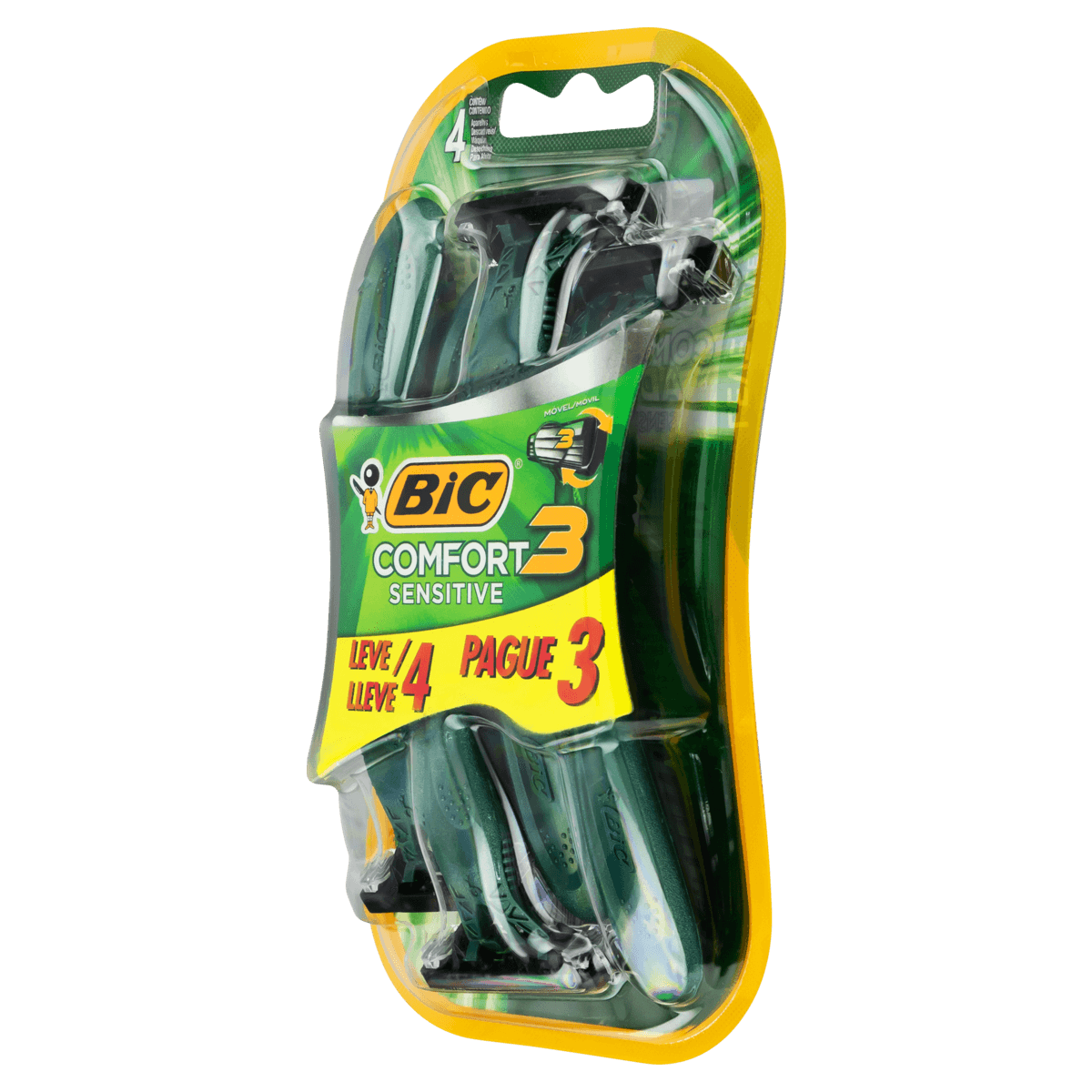 Aparelho Descartável para Barbear Comfort 3 Pele Sensível 4 Unidades Aloe Vera Bic