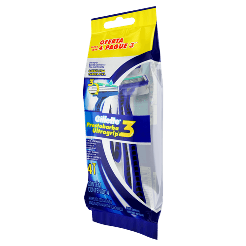 Aparelho Descartável para Barbear Gillette Prestobarba Ultragrip3 Leve 4 Pague 3 Unidades
