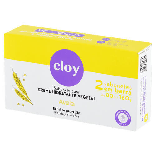 Kit Sabonete Barra Cloy Beauty Aveia Karite 02Un 80G - Cloy