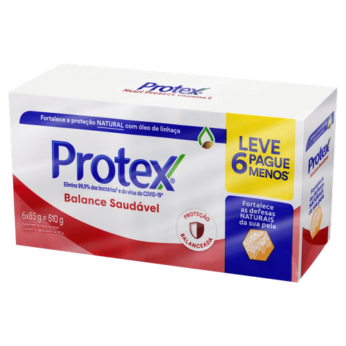 Pack Sabonete Barra Antibacteriano Protex Balance Saudável Envoltório 510g Leve 6 Pague Menos
