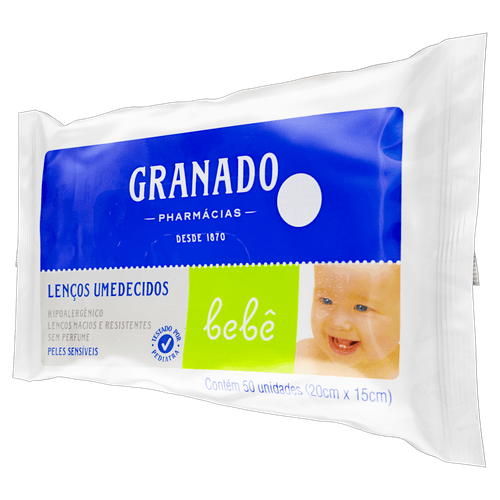 Lenço Umedecido Granado Bebê Pele Sensível 50Un - Granado