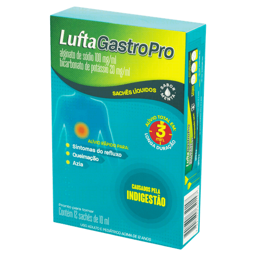 Luftagastro Sabor Menta Pro Solução Oral 12 Sachê 10ml