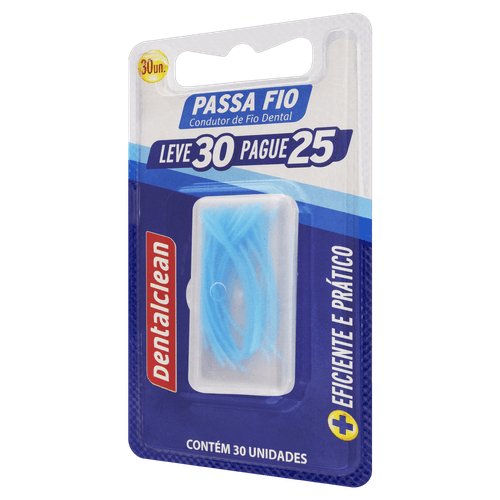 Passa-fio dental ortodôntico 30 unidades hastes de plástico Dentalclean