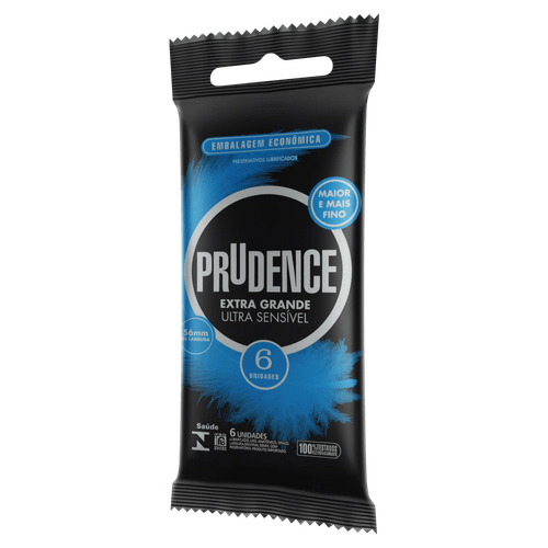 Preservativo Masculino Ultra Sensível Extra Grande 6 Unidades Látex Prudence