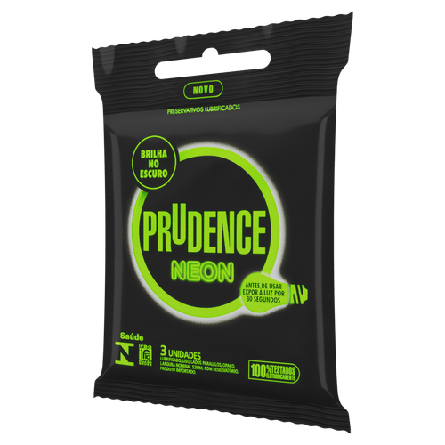 Preservativo Masculino Neon 3 Unidades Tutti-Frutti Prudence