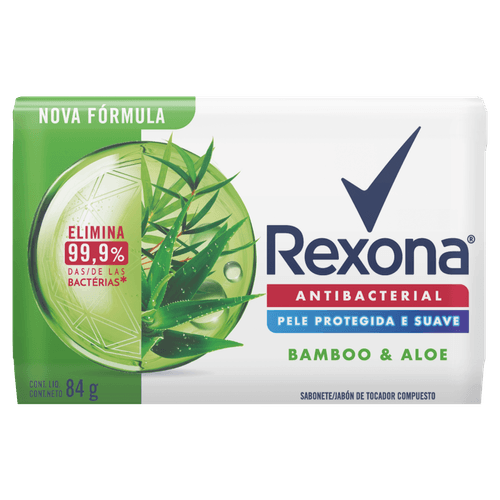 Sabonete Barra Antibacterial Bamboo & Aloe Rexona Envoltório 84g