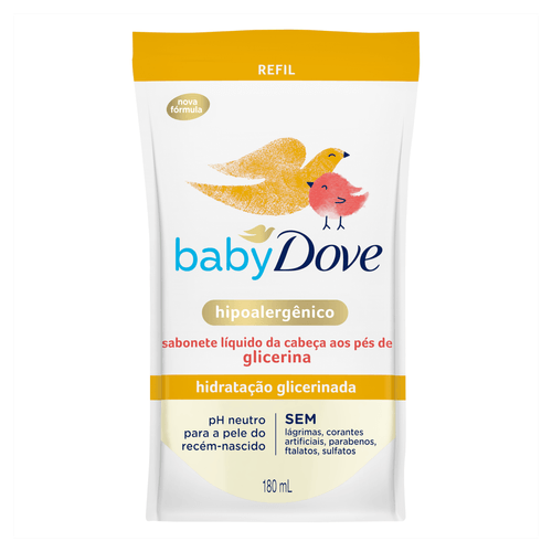 Sabonete Líquido Hidratação Glicerinada da Cabeça aos Pés Dove Baby Sachê 180ml Refil