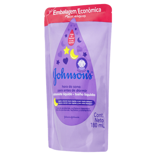 Sabonete Bebê Líquido Johnson's Hora do Sono Sachê 180ml Refil Embalagem Econômica