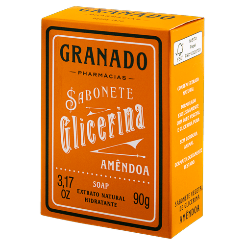 Sabonete Barra de Glicerina Amêndoa Granado Caixa 90g