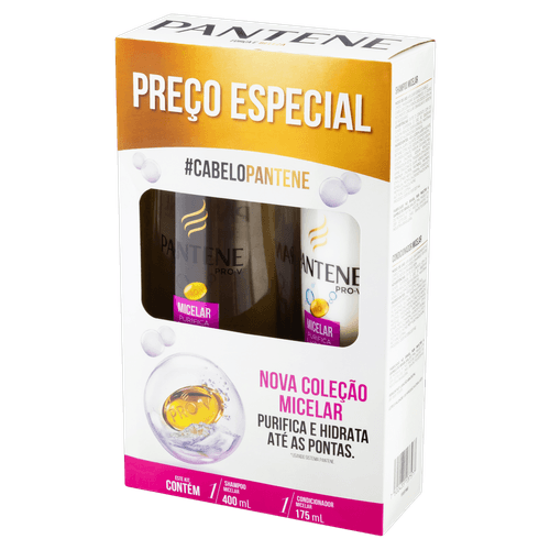 Kit Shampoo e Condicionador Micelar Purifica e Hidrata 400+175ml Pantene