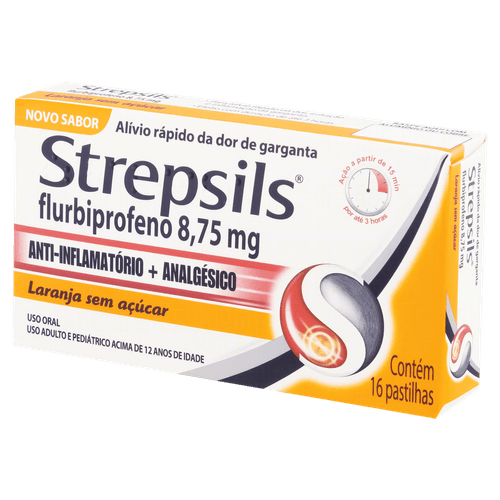 Pastilha para Garganta Flurbiprofeno Strepsils 8,75mg 16 Unidades