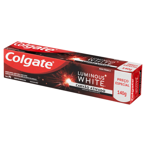 Creme Dental Carvão Ativado Dazzling Mint Colgate Luminous White Caixa 140g