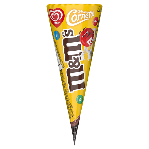 Sorvete Cornetto M&M's 90ml Creme com Recheio de Chocolate e Confeitos Kibon
