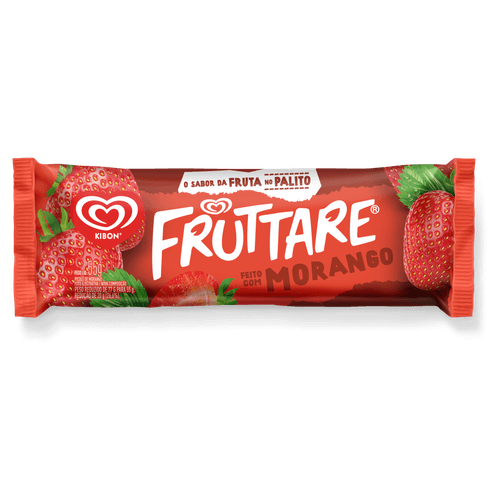 Picolé Fruttare Morango 75ml feito com 6 morangos reais Kibon