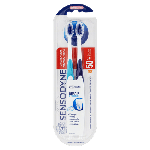 Sensodyne Kit Promocional Sensodyne Repair & Protect com duas Escovas Dentais para Dentes Sensíveis